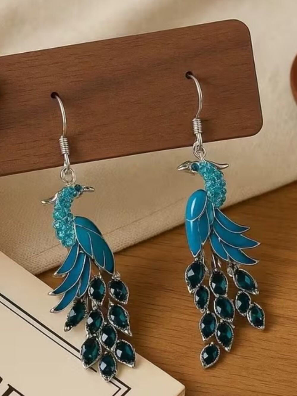 Artisan Turquoise & Teal Peacock Drop Earrings